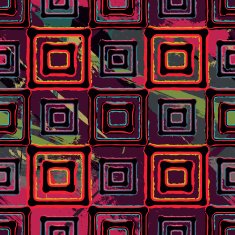 Abstract art distressed seamless pattern with squares