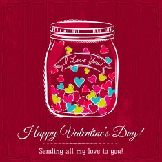 red valentine card jar filled with heart and wishes text N2