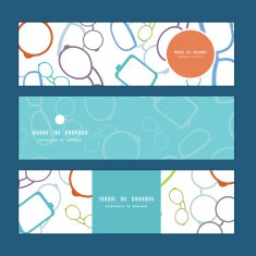 Vector colorful glasses horizontal banners set pattern background N2