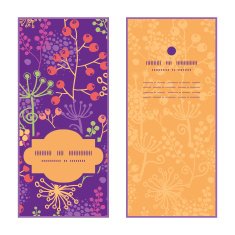 Vector colorful garden plants vertical frame pattern invitation greeting cards N2