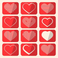Vector Retro Hearts Set