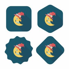 Halloween moon flat icon with long shadow eps10 N27