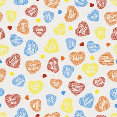 'All yours just you' Seamless pattern with hearts and typography N2