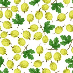 Seamless nature pattern with gooseberries