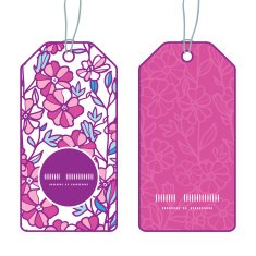 Vector vibrant field flowers vertical round frame pattern tags set N2