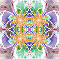 Pattern from fractal Flowers Purple blue and yellow palette
