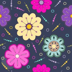 Floral bright colored seamless hand-drawing pattern background