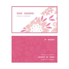 Vector pink abstract flowers horizontal corner frame pattern business cards N2