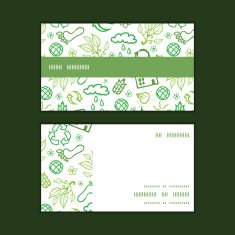 Vector ecology symbols horizontal stripe frame pattern business cards set