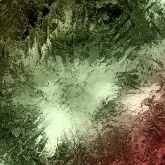 Shiny copper like metal square background in green and red