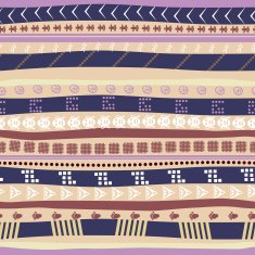 Seamless pattern with ethnic masks and animal tracks