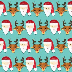 Christmas pattern Seamless texture with Santa and reindeer N3