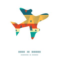 Vector vibrant ikat stripes airplane silhouette pattern frame N2