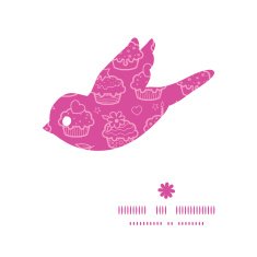 Vector colorful cupcake party bird silhouette pattern frame N2