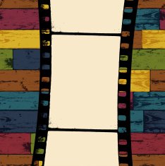Film strip on colorful seamless wooden background Vector EPS10