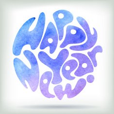 Watercolor Happy New Year card