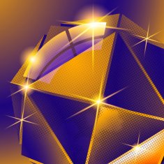 Plastic grain fond with colorful dimensional geometric object