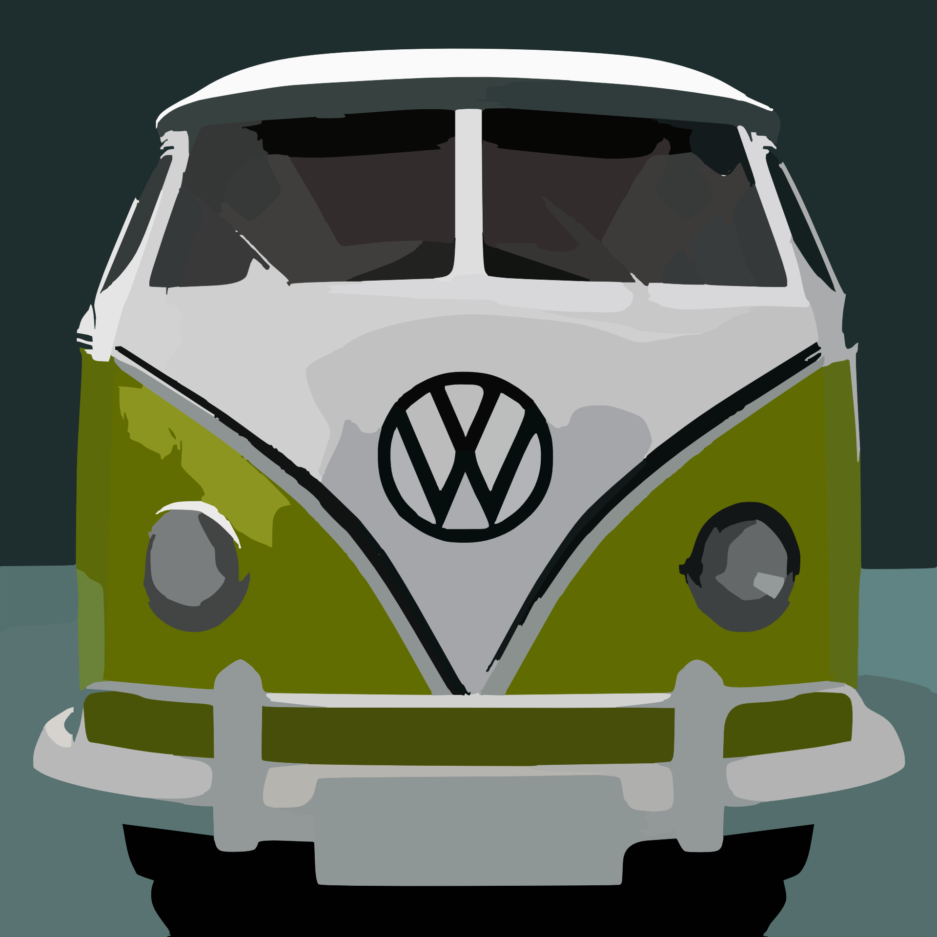 Painted green minivan Volkswagen free image download