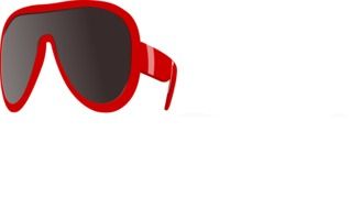 red sunglasses on the white background