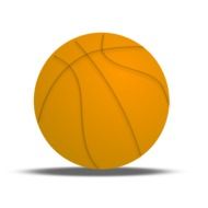 basketball ball with shadow on white background