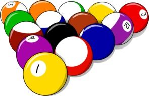 billiard balls with numbers of different colors