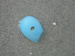 climbing wall with blue grip