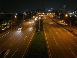 night traffic photo on city boulevard
