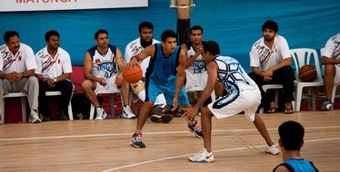 bouncing basketball action