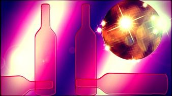 bottles and disco ball drawing