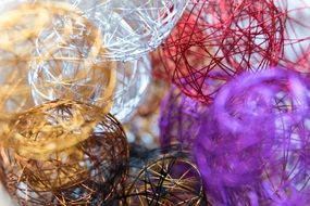 multicolored wire balls for decoration