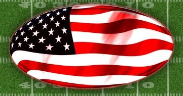 american flag on green field background