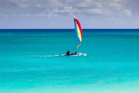 boat in the blue Caribbean sea