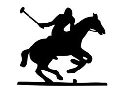 polo, jockey with hummer riding pony, silhouette