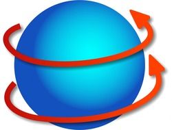 blue ball and a red arrow drawing