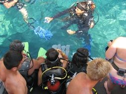 immersion, group of young people on training