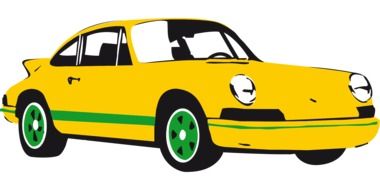 car porsche sports yellow drawing