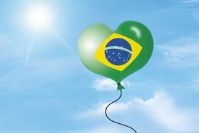 flag of brazil in a balloon