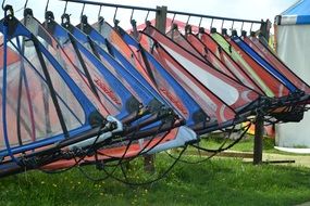 Sails for windsurfing on the dryer