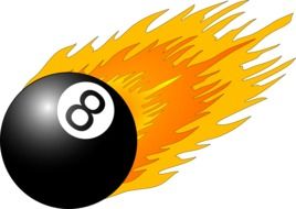 billiard ball number 8 on fire drawing