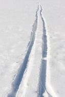 ski tracks in the snow in winter