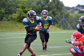American college football team on the field