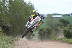 motorcyclist rides a country road