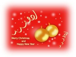 christmas card with two golden balls