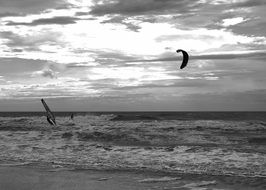 kitesurfer on the waves of the ocean