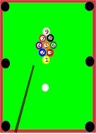 snooker pool with cue and colorful balls, illustration