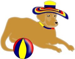 dog pet in hat drawing
