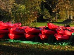 Red canoes