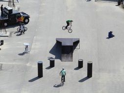 top view on bike jumping