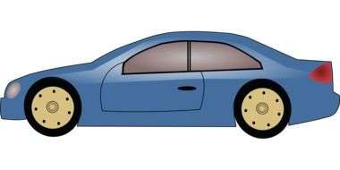 drawing a blue car with yellow wheels