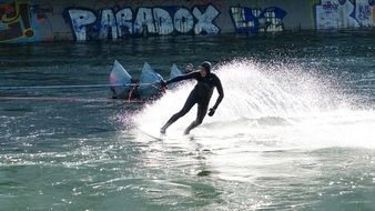Water surfing in the river
